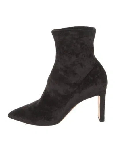 Pre-owned Jimmy Choo Velvet Patterned Sock Boots In Black
