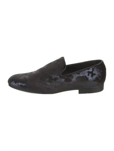 Pre-owned Jimmy Choo Velvet Printed Loafers In Black