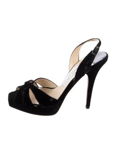 Pre-owned Jimmy Choo Velvet Slingback Sandals In Multi