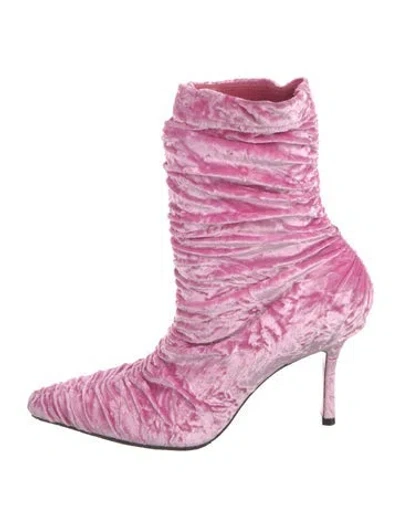Pre-owned Jimmy Choo Velvet Sock Boots In Pink