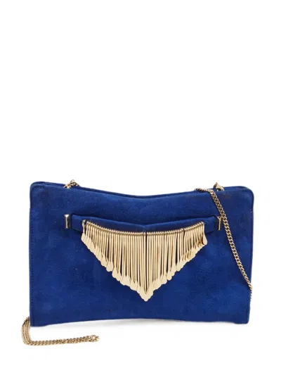 Pre-owned Jimmy Choo Venus Embellished Clutch Bag In Blue