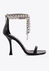 Jimmy Choo Verity 100 Crystal Embellished Leather Sandals In Black