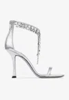 Jimmy Choo 'verity' Metallic Sandals With High Stiletto Heel In Silver