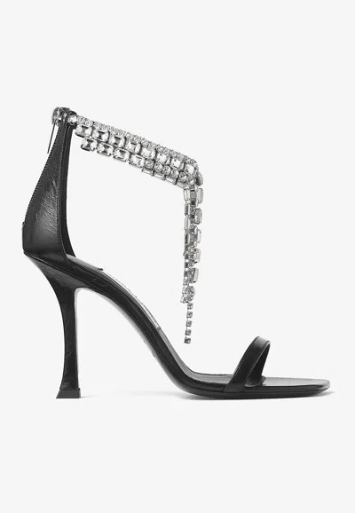 JIMMY CHOO VERITY 100 CRYSTAL-EMBELLISHED SANDALS