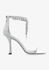 Jimmy Choo Verity 100 Crystal Embellished Satin Sandals In Gray