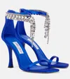 Jimmy Choo Verity 100 Embellished Satin Sandals In Royal Blue