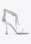 Jimmy Choo Verity 100 Metallic Leather Crystal Sandals In Metallic