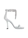 Jimmy Choo Verity 100 Metallic Leather Crystal Sandals In Metallic