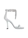Jimmy Choo Verity 100 Metallic Leather Crystal Sandals In Metallic