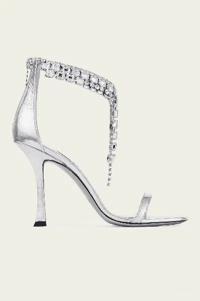 JIMMY CHOO VERITY 100 SANDAL IN SILVER