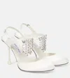 Jimmy Choo Verity 95 Embellished Satin Pumps In White