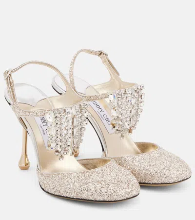 Jimmy Choo Verity 95 Glitter Pumps In Silver