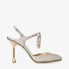 Jimmy Choo 95mm Verity Pumps In Sand/crystal