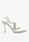 Jimmy Choo Verity 95 Embellished Satin Pumps In Ivory