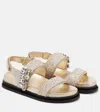 Jimmy Choo Verity Glittered Flat Sandals With Crystal Embellishment In Gold