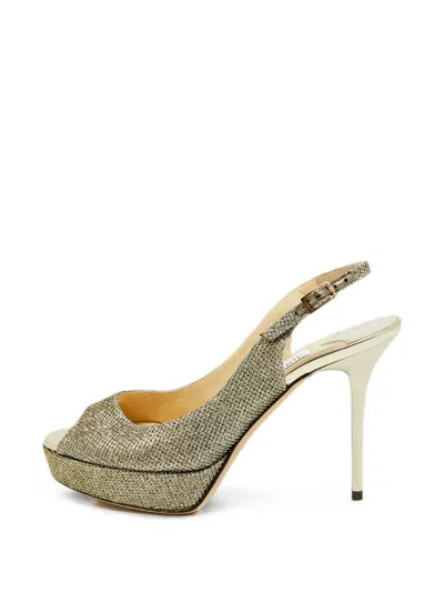 Pre-owned Jimmy Choo Verity Peep-toe Sandals In Gold