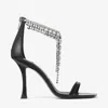 Jimmy Choo Verity 100 Crystal Embellished Leather Sandals In Black