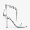 Jimmy Choo 'verity' Metallic Sandals With High Stiletto Heel In Silver