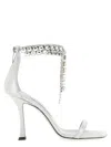 Jimmy Choo Verity 100 Metallic Leather Crystal Sandals In White