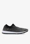 Jimmy Choo Verona Crystal Embellished Slip-on Sneakers In Black