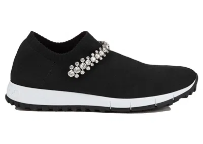 Pre-owned Jimmy Choo Verona Knit Trainers Crystal (women's) Sneakers In Black
