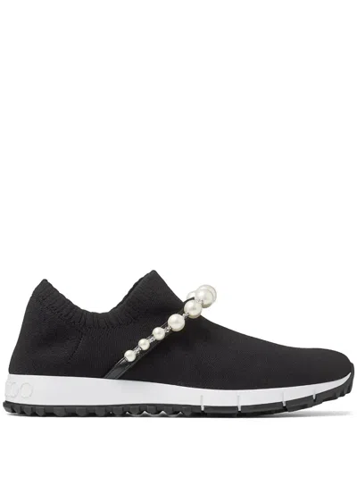 Jimmy Choo Verona Knitted Slip-on Sneakers In Black/white