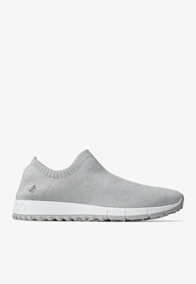 Jimmy Choo Verona Slip-on Knit Sneakers In Silver