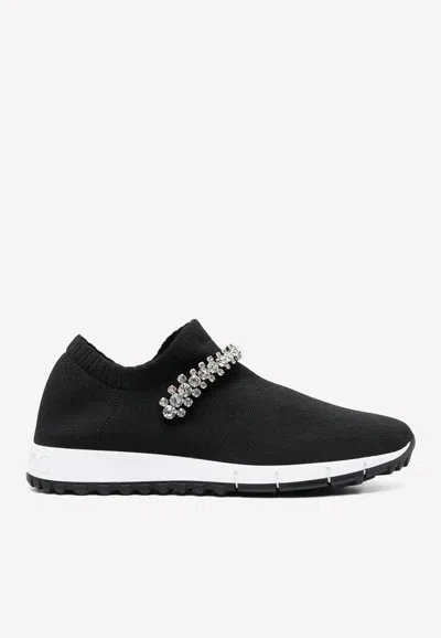 JIMMY CHOO VERONA SLIP-ON SNEAKERS WITH CRYSTAL EMBELLISHMENT,VERONA KSC BLACK/CRYSTAL