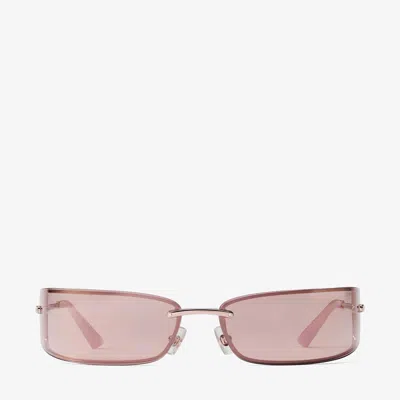 Jimmy Choo Verse Pale Gold And Pink Rectangular Metal Sunglasses Pale Gold One Size