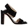 Jimmy Choo Veto 100 Sandals With Silver Studs In Black Suede In Black