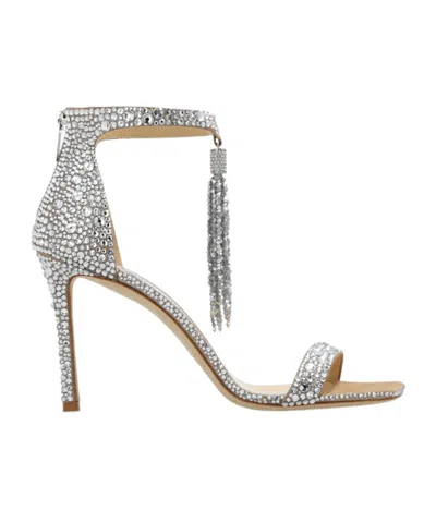 Jimmy Choo Vinca 95 Embellished Open Toe Sandals In Silver