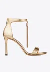 Jimmy Choo Vinca 95 Metal Fringe Sandals In Metallic Leather In Gold