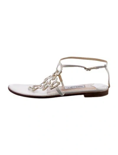Pre-owned Jimmy Choo Vintage Leather Gladiator Sandals In White