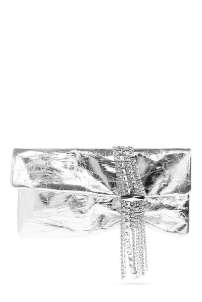 Jimmy Choo Vintage Metallic Clutch Bag In Silver