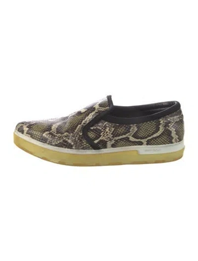 Pre-owned Jimmy Choo Vintage Snakeskin Sneakers In Yellow