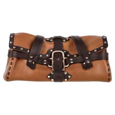 Jimmy Choo Vintage Studded Shoulder Bags In Brown Leather