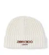 Jimmy Choo Logo-embroidered Ribbed-knit Beanie In White