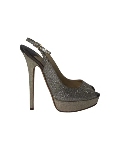 Jimmy Choo Vita Glitter Pumps In Champagne Leather In Silver
