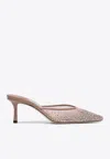 Jimmy Choo Vivi 65 Crystal-embellished Mesh Mules In Pink