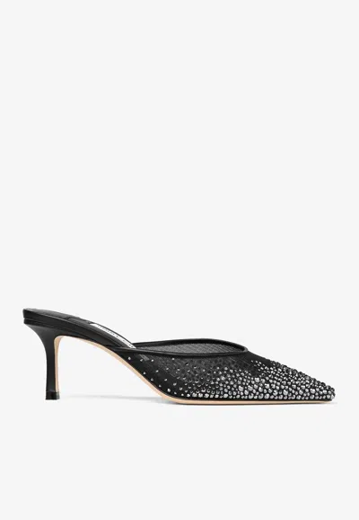 JIMMY CHOO VIVI 65 CRYSTAL-EMBELLISHED MULES