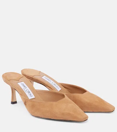 Jimmy Choo Vivi 65 Suede Mules In Beige