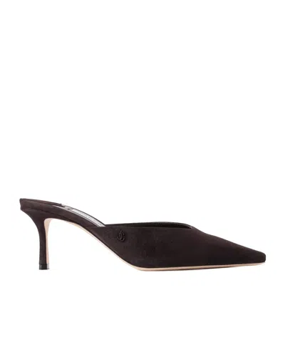 Jimmy Choo Vivi 65 Suede Mules In Brown