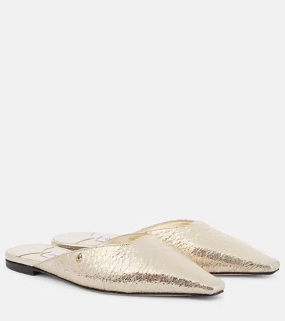 JIMMY CHOO VIVI METALLIC LEATHER MULES