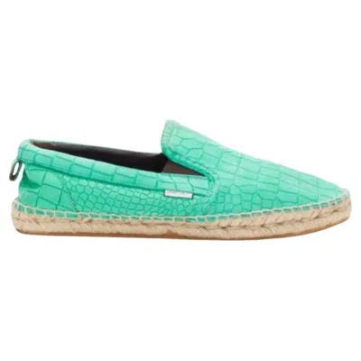 Pre-owned Jimmy Choo Vlad Mint Green Embossed Scaled Leather Espadrilles Eu42