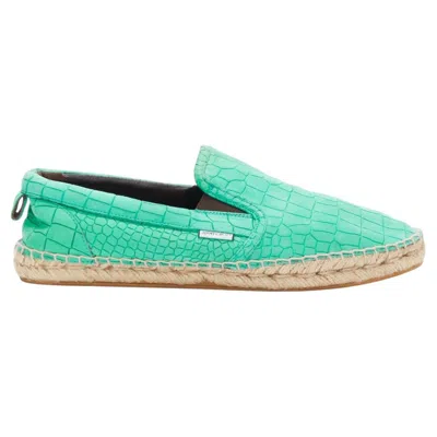 Pre-owned Jimmy Choo Vlad Mint Green Embossed Scaled Leather Espadrilles Eu42