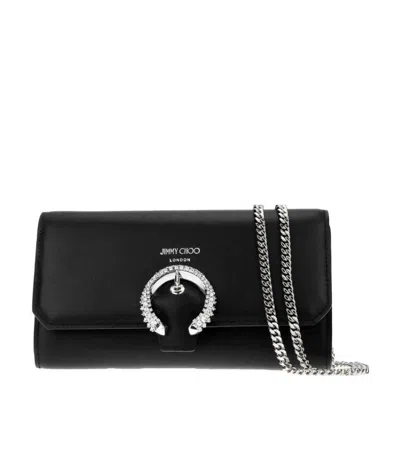 Jimmy Choo Wallet Crystal-buckle Clutch Bag In Black