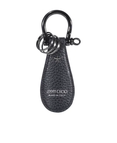 Jimmy Choo Warren Logo-print Keyring In Black