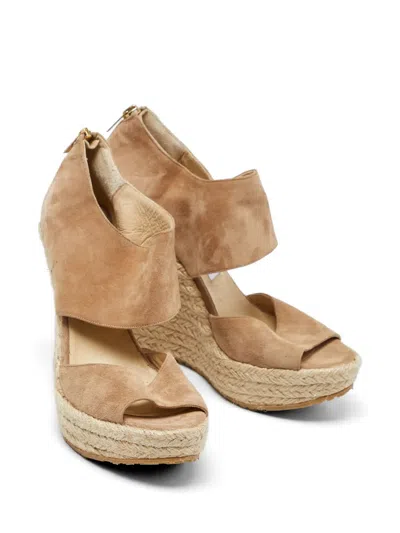 Pre-owned Jimmy Choo Wedge Espadrille Sandals In Neutral
