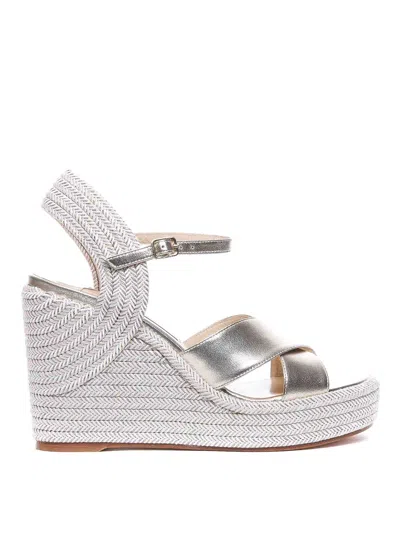 Jimmy Choo Dellena 100 Wedge Sandals In Silver