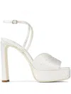 Jimmy Choo Karli 125 Crystal Satin Platform Sandals In Nude